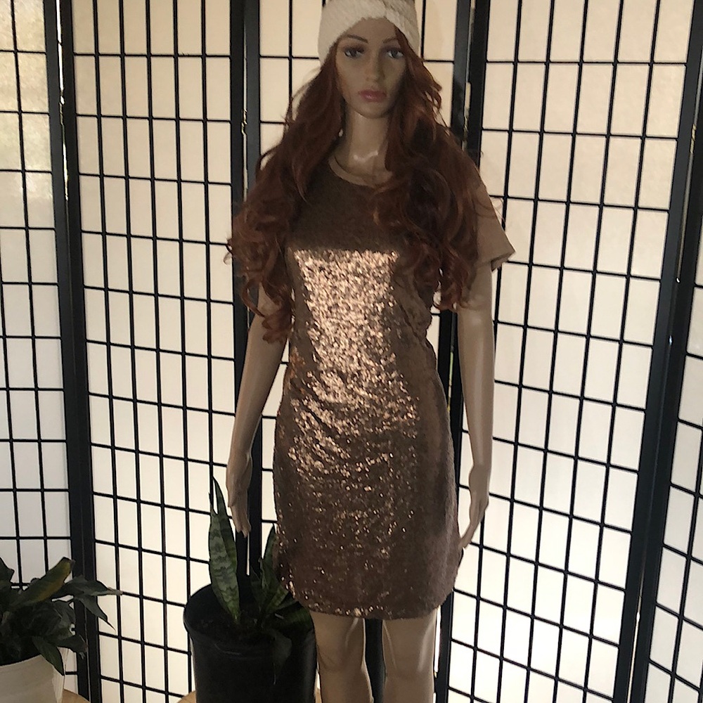 Bronze sequins dress with pockets